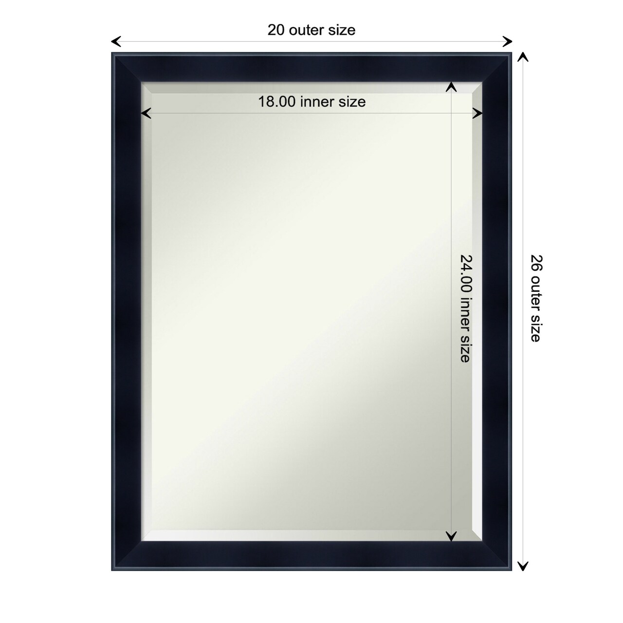 Beveled Wood Bathroom Wall Mirror, Madison Black Frame